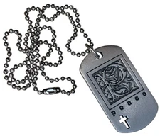 Stainless Steel Dog Tag PEACE Necklace 2006 Artist Signed TEG With 18” Chain