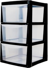 Plastic Storage Drawers Unit Large, Compact Vertical Organizer with Drawers