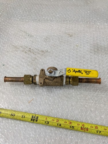 Apollo Conbraco 1/2in Brass Ball Valve Yellow Handle Copper Union Ends USA Made