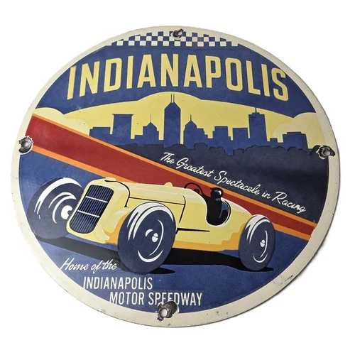 Vintage Indianapolis Speedway Sign - Porcelain Motor Racing Automobilia Sign