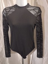 Women Black One Piece Bodysuit Medium