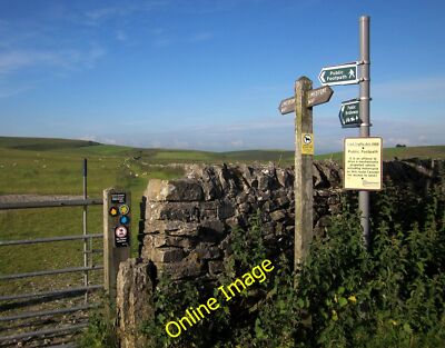 Photo 6x4 Signs on the Limestone Way Castleton/SK1582 A similar scene to c2014