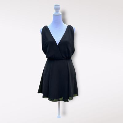 Show me your Mumu Black Corinne Crossover Mini Dress NWT Size XS Dance Party