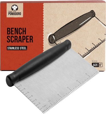 Chef Pomodoro Stainless Steel Bench Scraper 6'' for Bread, Pizza and 6-Inch 