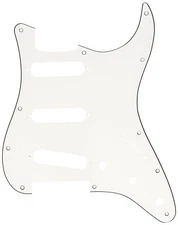 Genuine Fender Stratocaster/Strat 3-Ply 11-Hole SSS Guitar Pickguard - WHITE