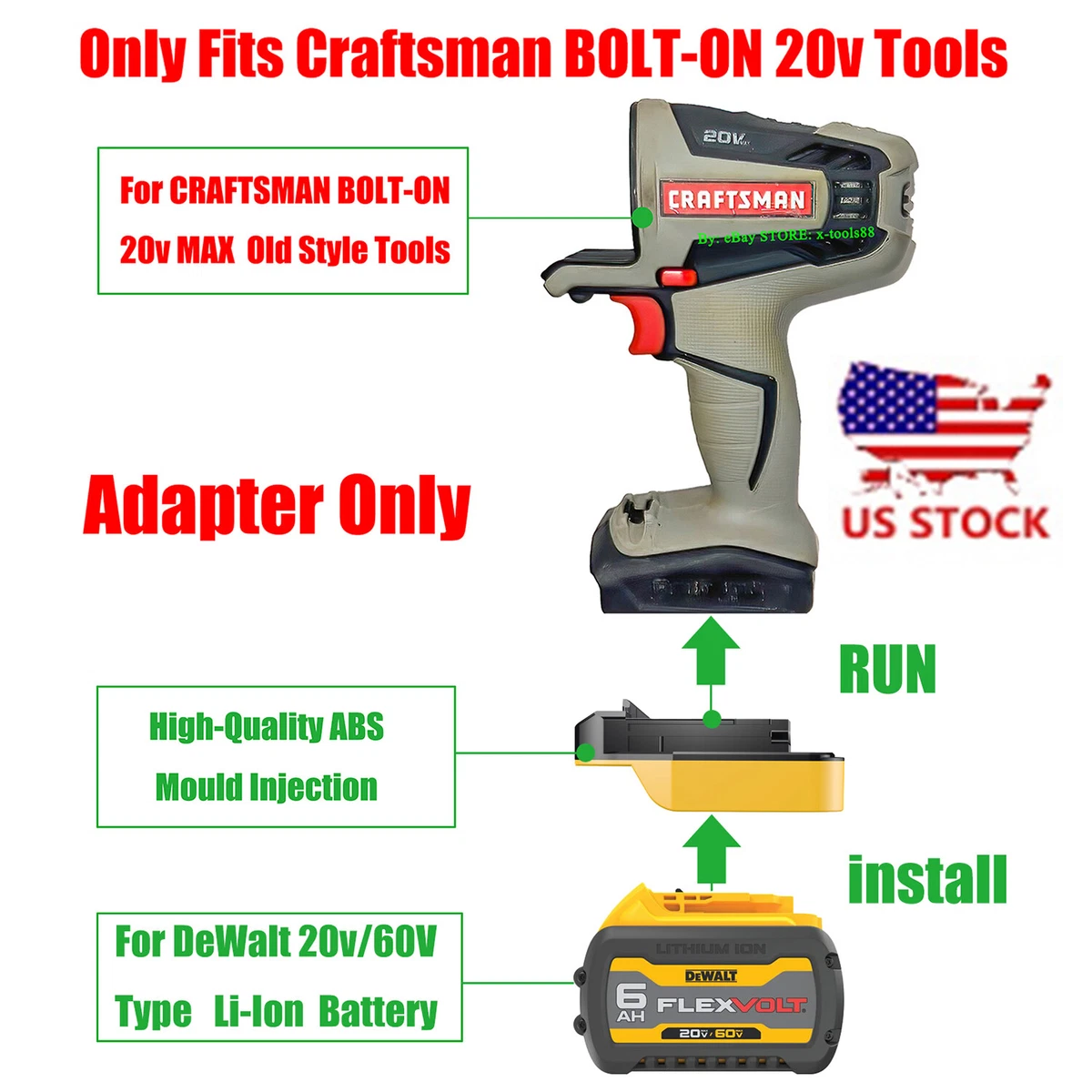 1x Adapter For DeWalt 20v 60v Type Battery To Craftsman 20v MAX