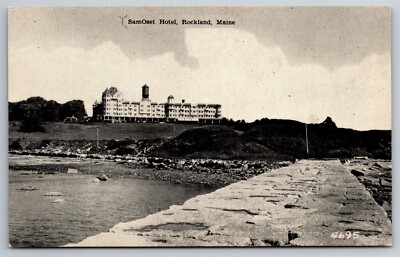 SamOset Hotel Rocky Beach Water Tower Rockland ME C1960 Postcard H22