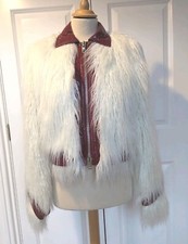 Giambattista Valli X H&m Ivory Fux Fur Burgundy Trim Small Bnwot