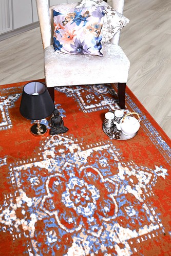 Distressed Bohemian - 2'x4', Rust, Transitional Moroccan Oriental Rug - 512 - Picture 4 of 8