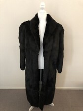 Glamorous Genuine Black Rabbit Fur Coat Full Length Luxurious Long Fur Coat