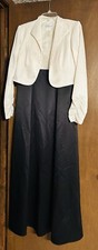 Chadwick  s 2pc Long, Empire Waist, Black ivory Dress. Spaghetti Strap