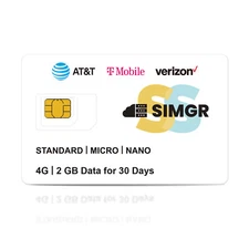 2GB 30-Day USA 4G Data SIM Card - Unlocked for AT&T, T-Mobile, Verizon Devices