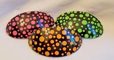 Three Mod Style Oval Orange Pink Green Polka Dot Secure Clip Hair Barrette