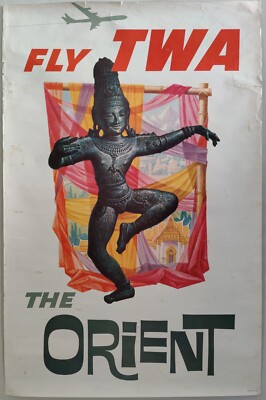 Vintage ''Fly TWA The Orient'' Original 1960 David Klein Poster RAR