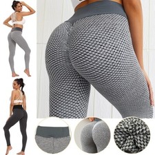 Women's Grid Yoga Pants Breathable Sport Gym Fitness Push Up High Waist Leggings