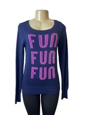 Arizona Jean Women's Navy Blue Fun x3 Graph Log Sleeve Sweatshirt Sz L- NWT