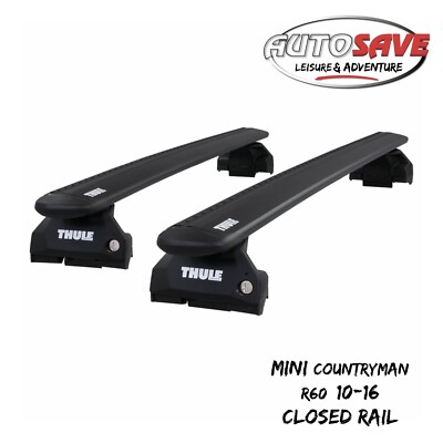 Thule Alu WingBar Evo Black Roof Bars fit Mini Countryman R60 10-16 Closed Rail