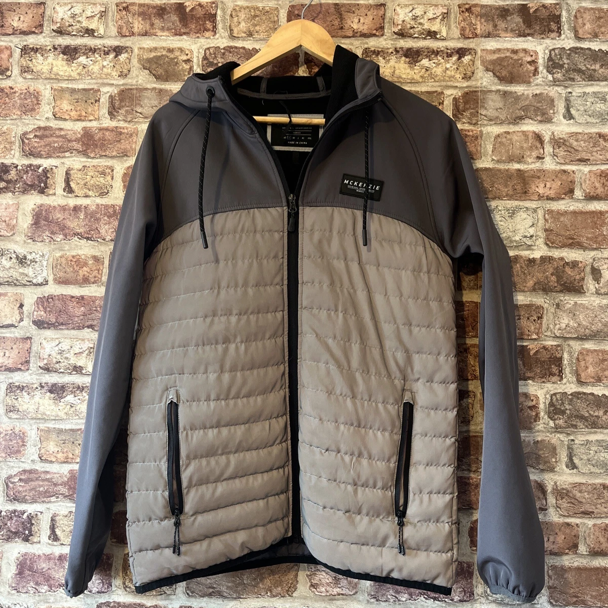 McKenzie Mens Jacket Grey Padded/Jersey Zip Up Coat Size Small | eBay