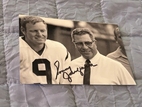 Washington Redskins SONNY JURGENSEN Signed 4x6 VINCE LOMBARDI Photo AUTOGRAPH 1E