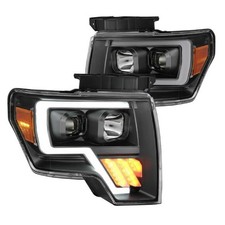 Anzo 111445 Black U-Bar Projector Headlights w/ LED Turn Signal for 09-14 F-150