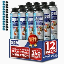 apel Spray Foam Insulation - (12 x 32.80 oz./ 240 Bd ft) Self Expanding Foam