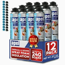 apel Spray Foam Insulation - (12 x 32.80 oz./ 240 Bd ft) Self Expanding Foam