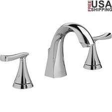 Widespread Bathroom Faucet 2-Handle Deck Mount Polished Chrome Tarnish Resistant
