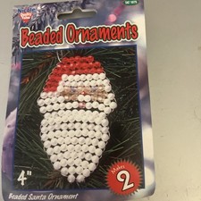 Nicole Crafts Beaded Santa Ornament Kit Makes 2 Christmas Holiday