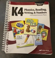 Abeka K4 Phonics, Reading, Writing, and Numbers Curriculum Lesson Plans