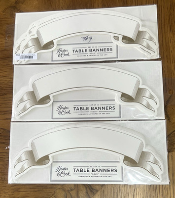 33 Hester & Cook  Table Name Banner Cards Die Cut Gold HC044 New