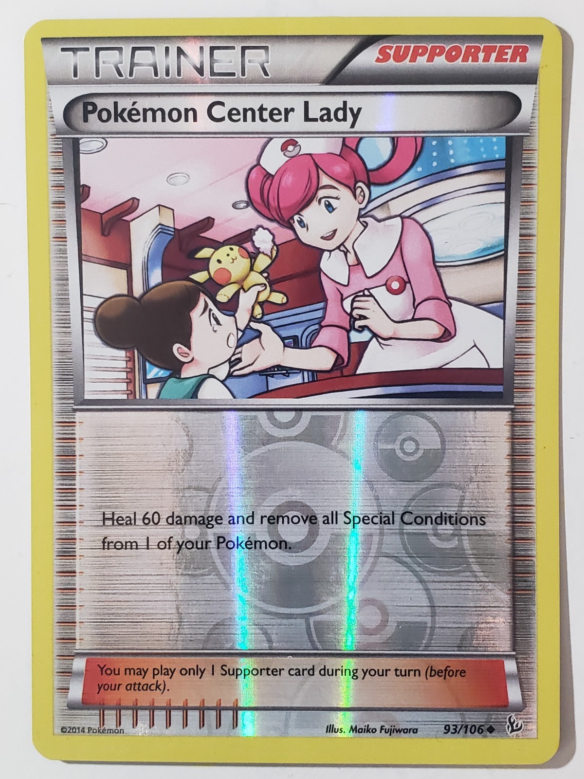 REVERSE HOLO Pokemon Center Lady 93/106 - LP - XY Flashfire Pokemon Card