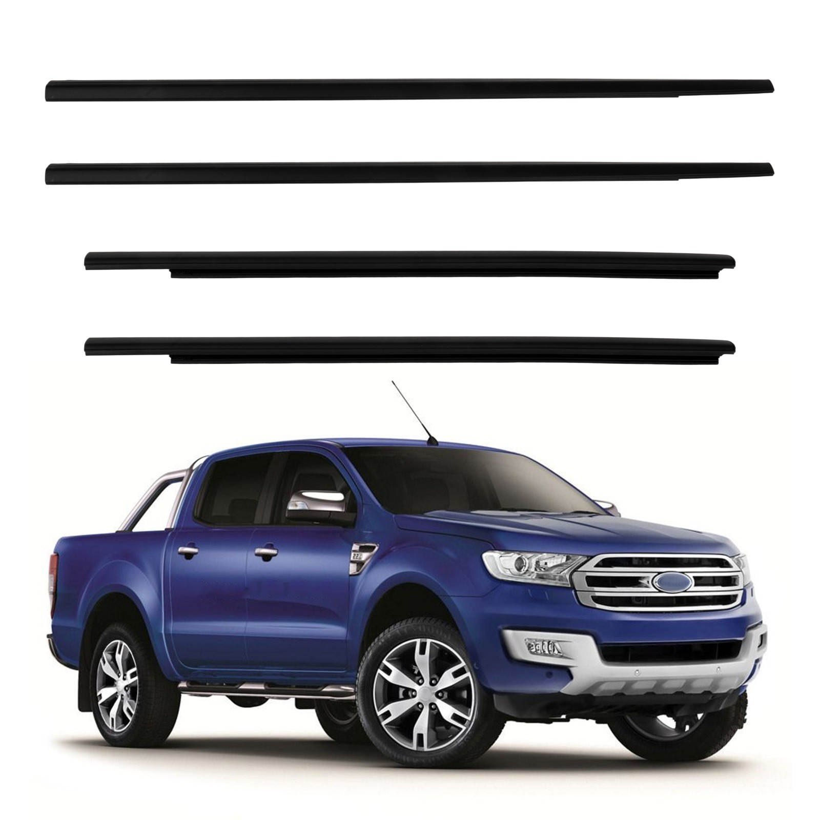 For 2011-2021 Ford Ranger 4PC Outer Window Molding Trim Weatherstrip Seal Belt