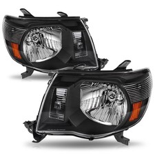 For 2005-2011 Toyota Tacoma Black Amber Corner Headlights 05-11 Lamps