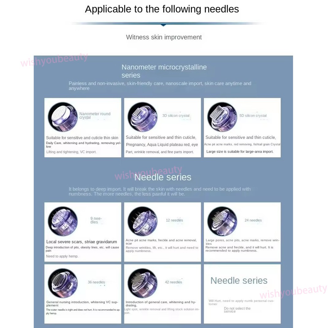 Micro Pen Mesotherapy Gun With 10Pcs 42Pins Replacement Needles Cartridges Tips