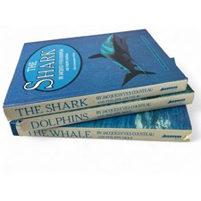 Set 4 Vintage 80's 1980's Whales Jacques Cousteau Sharks Dolphin Coffee Table 