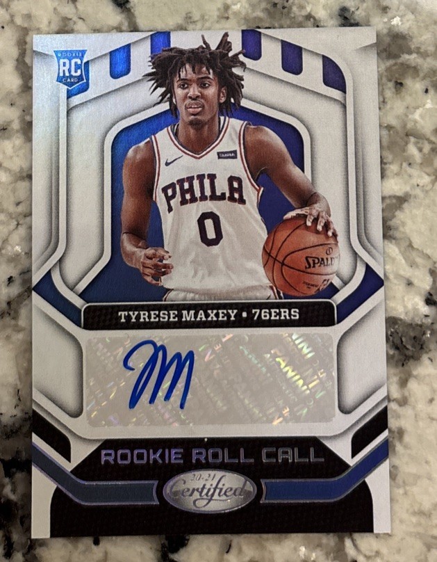 2020-2021 Panini Certified Rookie Roll Call Auto Tyrese Maxey