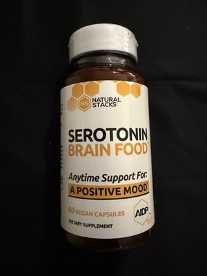 Serotonin Brain Food for Positive Mood 60 Vcaps, Natural Stacks .Exp 04/2027