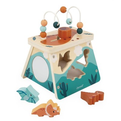 Janod Dino - Dinosaur Shape Sorter Wood Multi-Activity Volcano - 5 Activities...