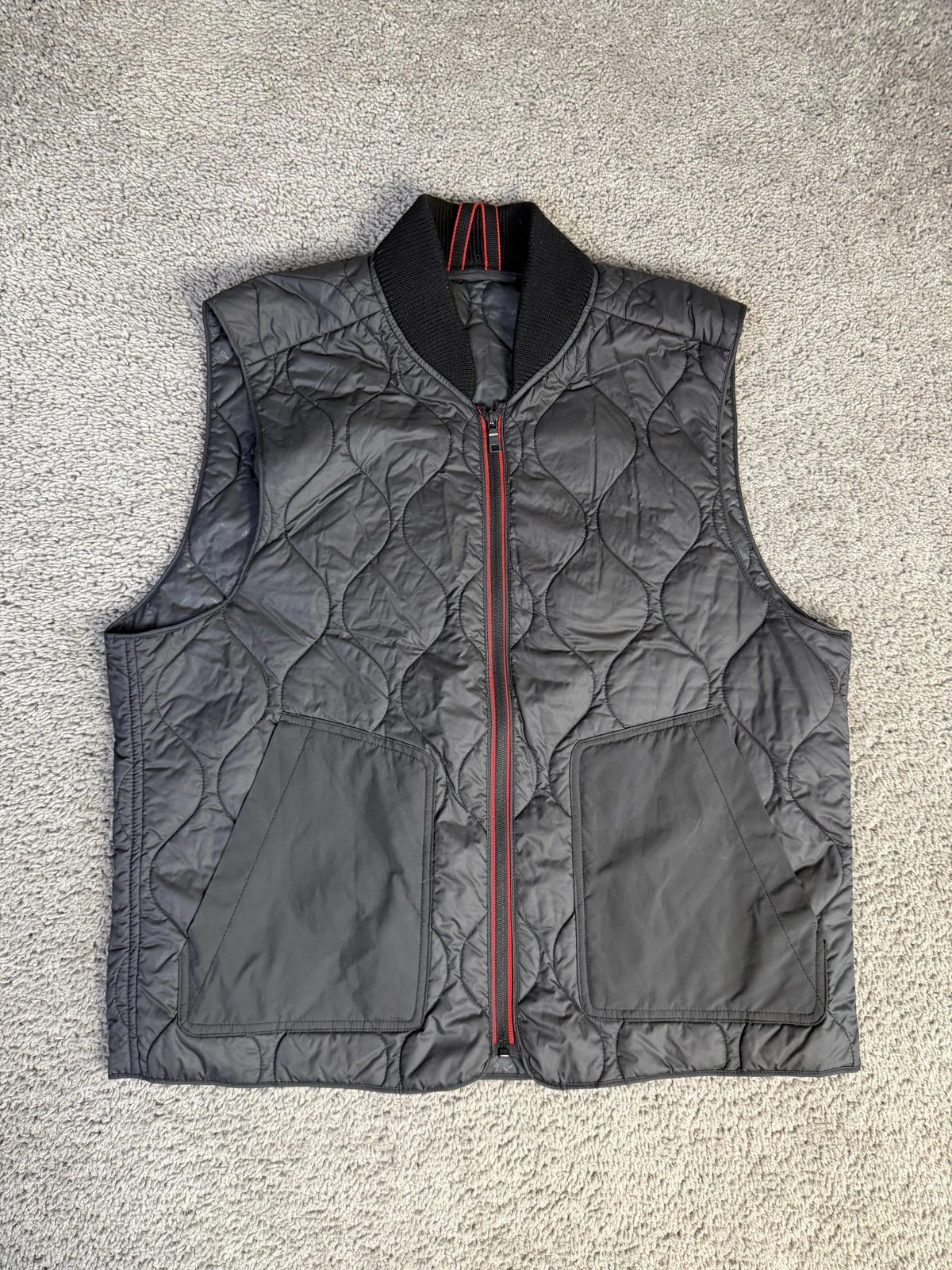 Andrew Marc Vest Mens XL Black Quilted Lined Insulated Full Zip Pockets