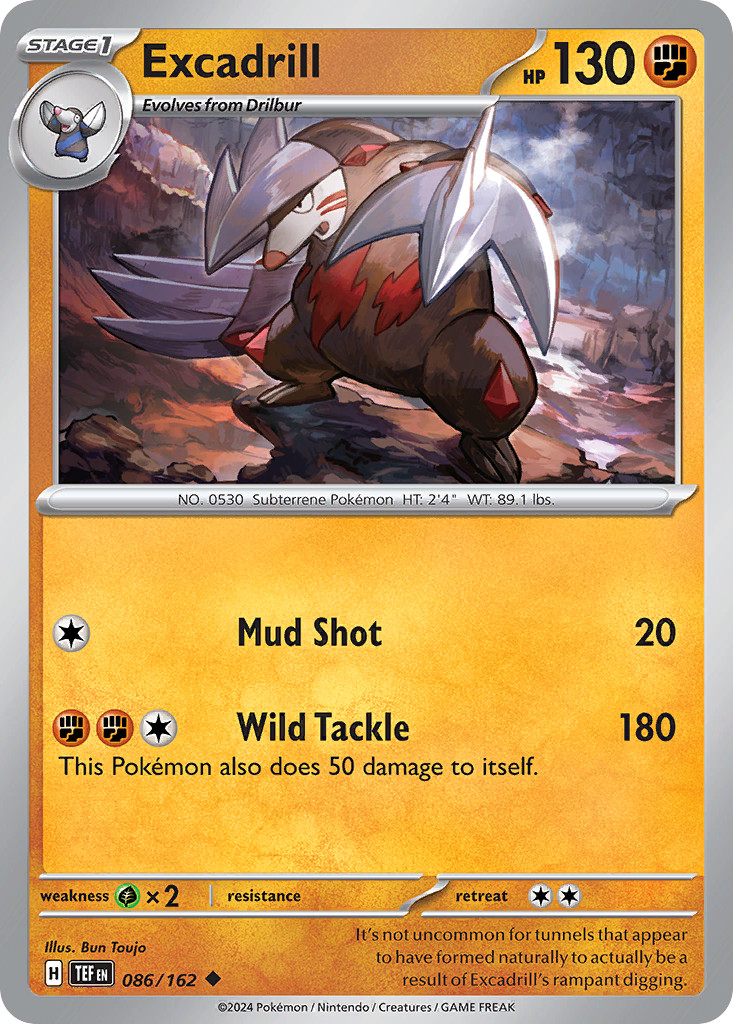 Excadrill 086/162 Uncommon Temporal Forces Pokemon Reverse Holo Near Mint