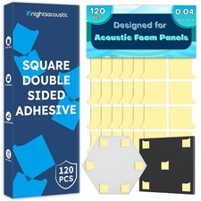 Heavy Duty Double-Sided Tape Squares, 120 PCS, Adhesive for Acoustic Foam, Wa...