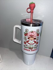 Strawberry Shortcake Drink Cup with Handle Straw And Cover Lid White NEW   