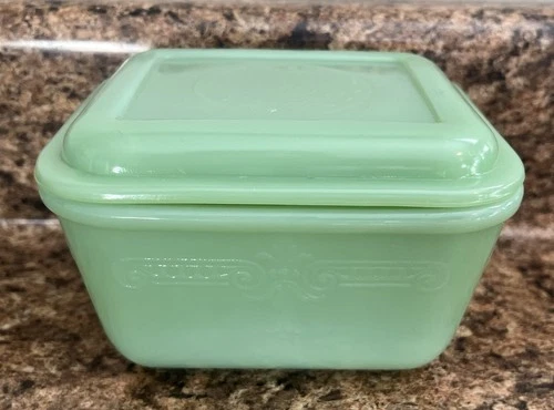Fire King Philbe Jadeite Green Glass Refrigerator Dish