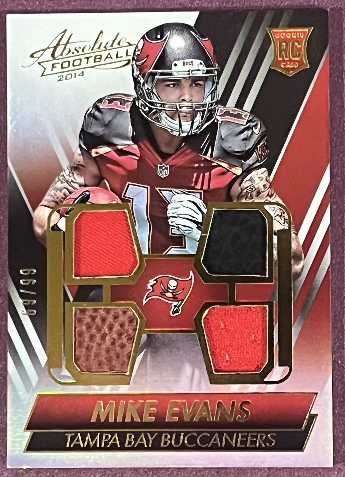 Mike Evans Panini Absolute Rookie Jersey Quads #ME Jersey/Ball/Glove