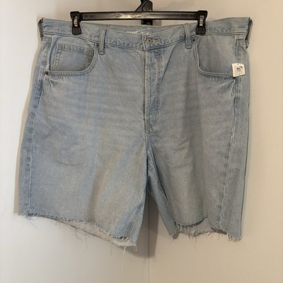 Baggy Cutoff 18 Blue Jean Button Up Shorts Mid Rise Old Navy Women Waist 42'' NWT