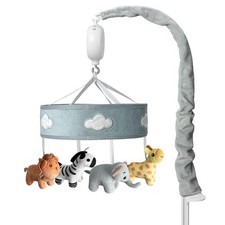 Crib Mobile for Baby, Gray Zoo Animal Theme, Mobile for Crib with 35 Lullabie...