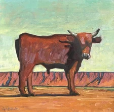 Original Painting Western Landscape Cow Mesa Butte Arizona Signed 20x20