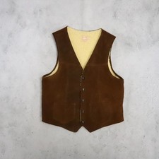 Vintage Jo-O-Kay Western Leather Suede Sherpa Lined Vest Jacket Size Medium