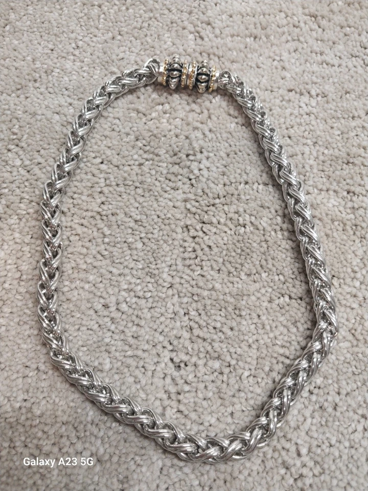 Collar Cuerda Cadena Gruesa Gruesa Tono Plata RAU KLIKIT De Colección 14" Foto 4 de 4