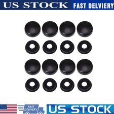 8 Black License Plate Screws Stainless Steel Bolts Caps Car Dealer Fasteners Kit